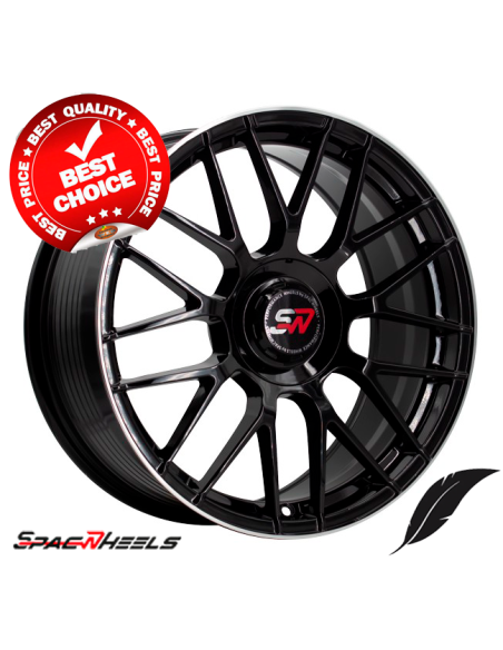 Llanta para coche Spac F083 flow form negro brillo y borde pulido
